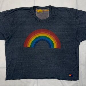 Aviator Nation Rainbow Boyfriend Crop T-Shirt - Gray Women’s XL